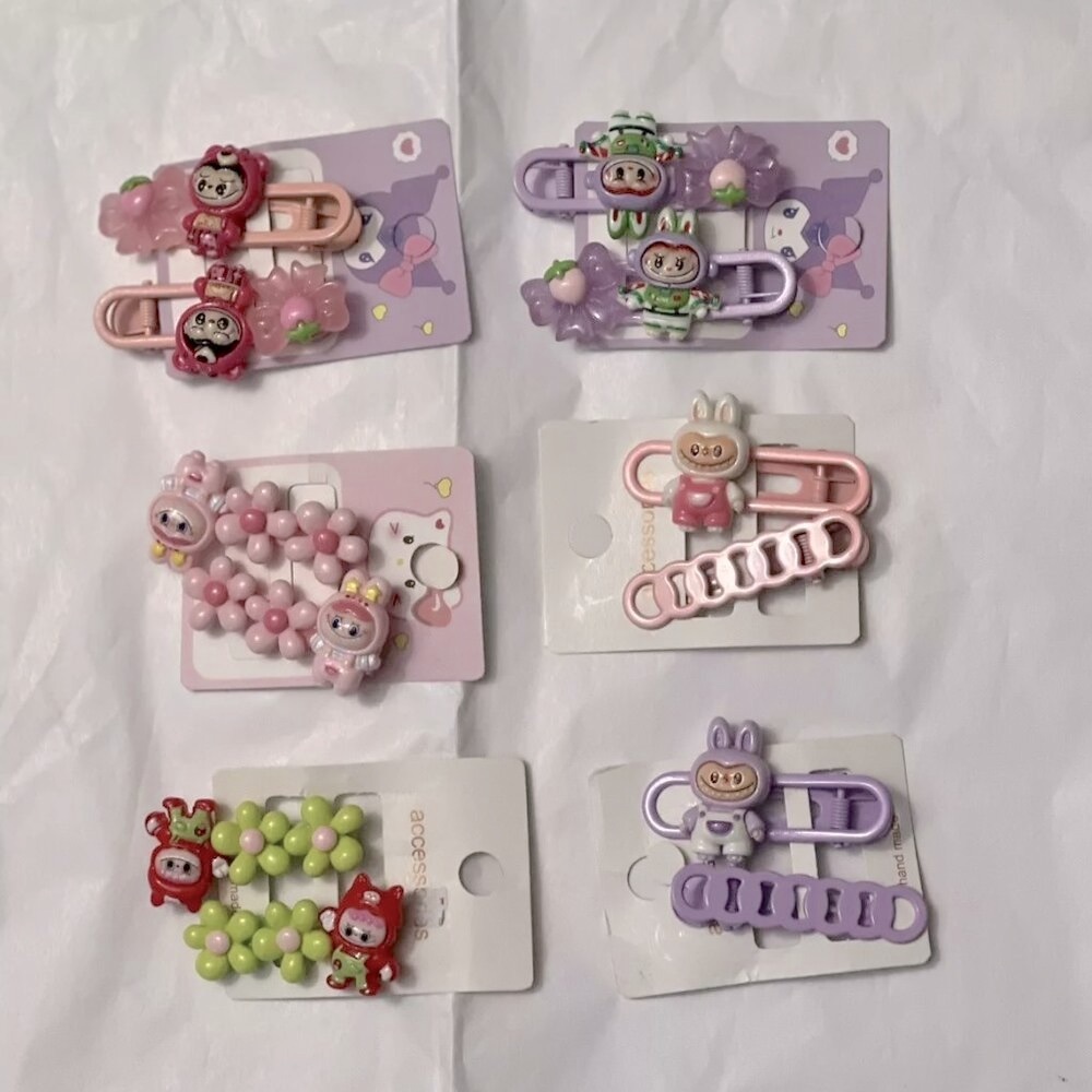 Labubu Girls Hair Clips in Multi-color 12 pcs - Brand New